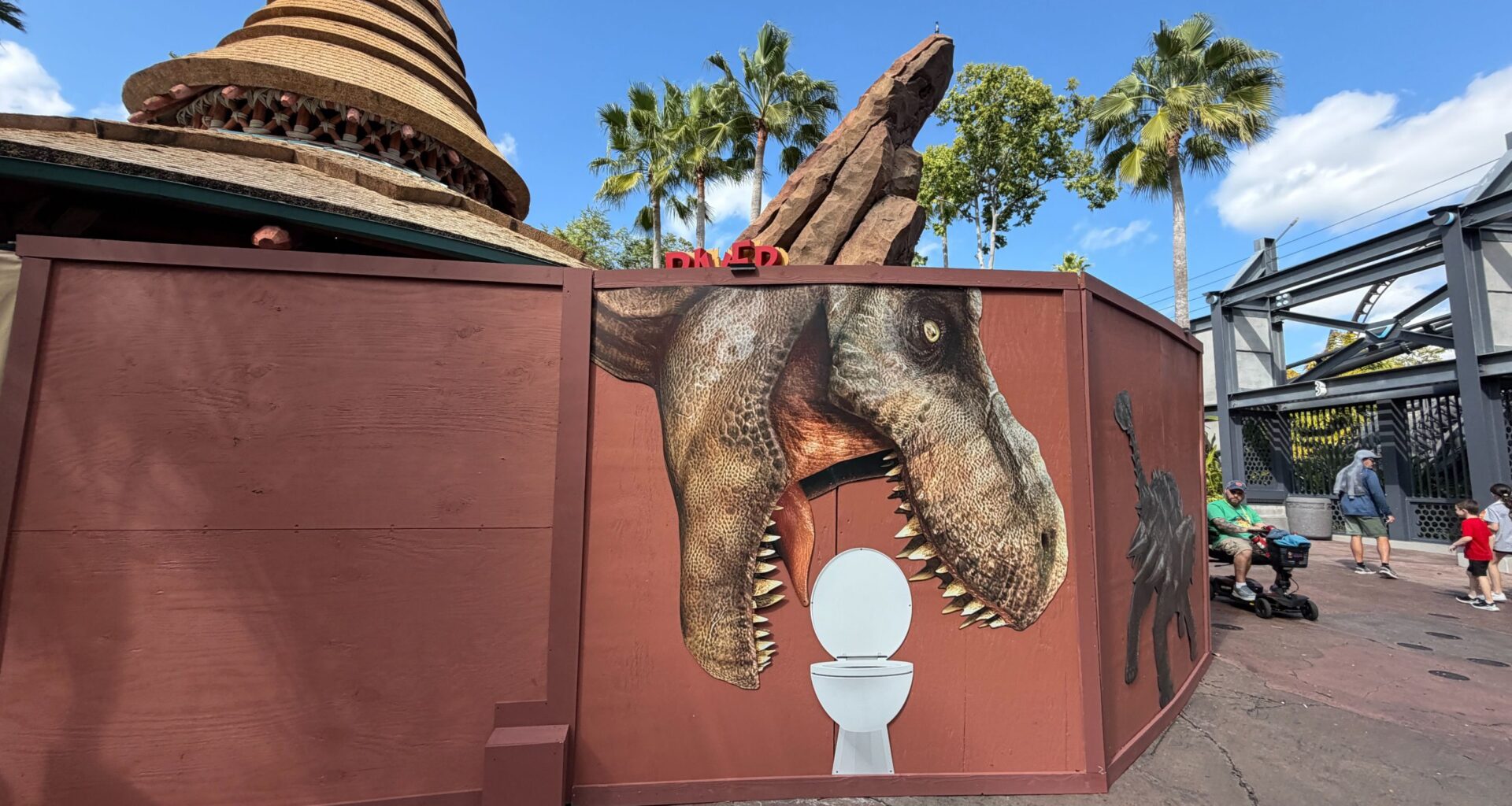 Jurassic Park River Adventure Construction Walls Decorated with Dinosaurs