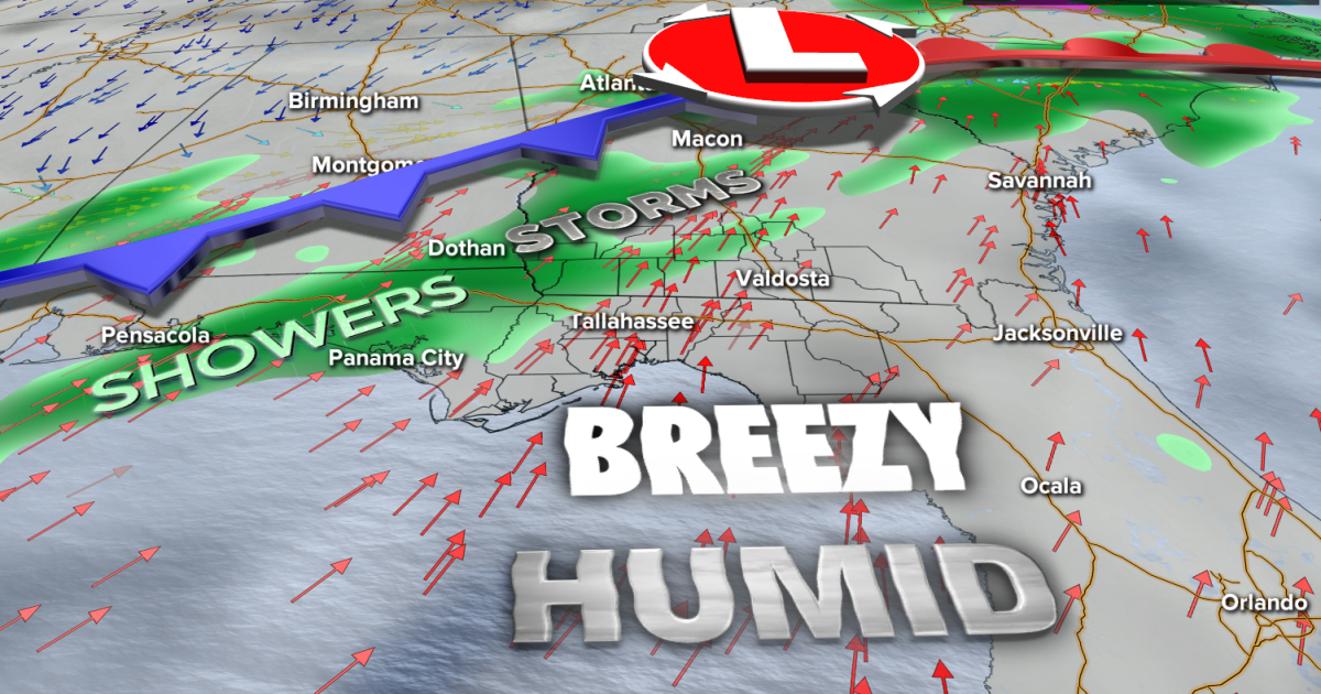 Clouds, showers, some storms coming