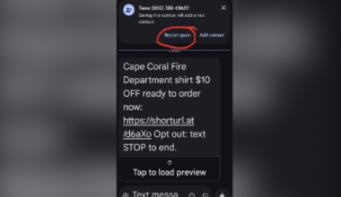 Cape Coral Fire Department warns community about fraudulent T-shirt text scam