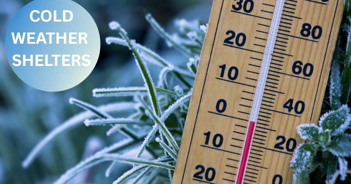 Cold weather shelters to open Sunday and Monday as temperatures drop
