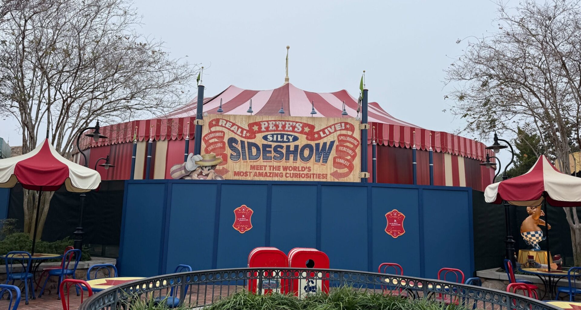 Construction Walls Up at Pete's Silly Sideshow in Magic Kingdom