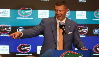 New UF head football coach Jon Sumrall speaks during a press conference at the James W. “Bill” Heavener Football Training Center in Gainesville, FL on Monday, December 1, 2025. [Alan Youngblood/Gainesville Sun]