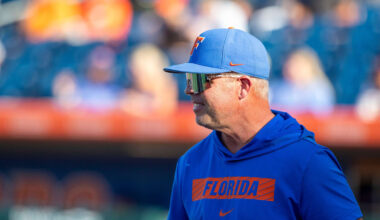 Florida head coach Kevin OÕSullivan Condron Family Ballpark in Gainesville, Florida. [Cyndi Chambers/ Gainesville Sun] 2025