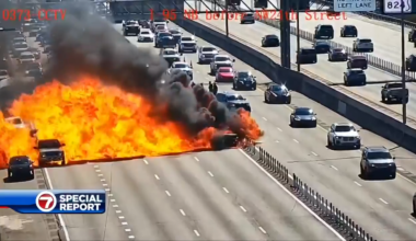 Car bursts into flames, shutting down NB I-95 near Copans Road in Pompano Beach - WSVN 7News | Miami News, Weather, Sports