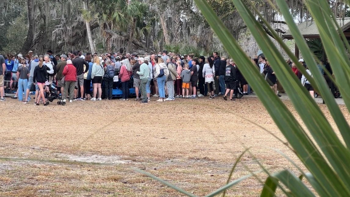Park visitors look on Thursday. (Spectrum News/Devin Martin)