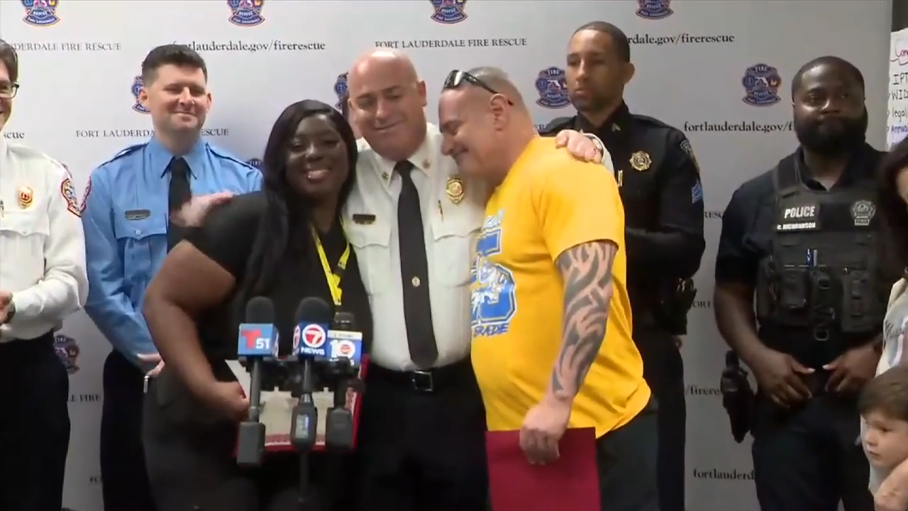 ‘It’s because of them that I’m alive’: Man who collapsed inside Broward school reunites with nurse, staffers who saved his life - WSVN 7News | Miami News, Weather, Sports