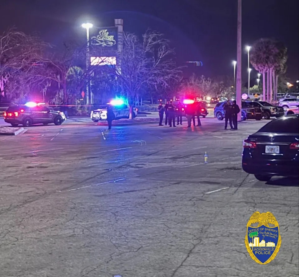 The Jacksonville Sheriff's Office said no injuries were reported but a bullet struck an unoccupied car when gunfire erupted Feb. 14 in the parking lot of The Avenues while hundreds of youths were gathered outside the regional shopping center on the city's Southside. Police were questioning "a person of interest" but no arrests had been reported by the Sheriff's Office.