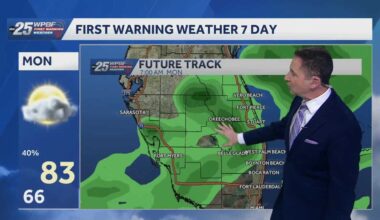 Warming trend and scattered rain in South Florida