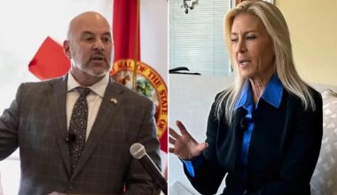 Florida Chief Financial Officer Blaise Ingoglia (left); Jacksonville Mayor Donna Deegan (right)