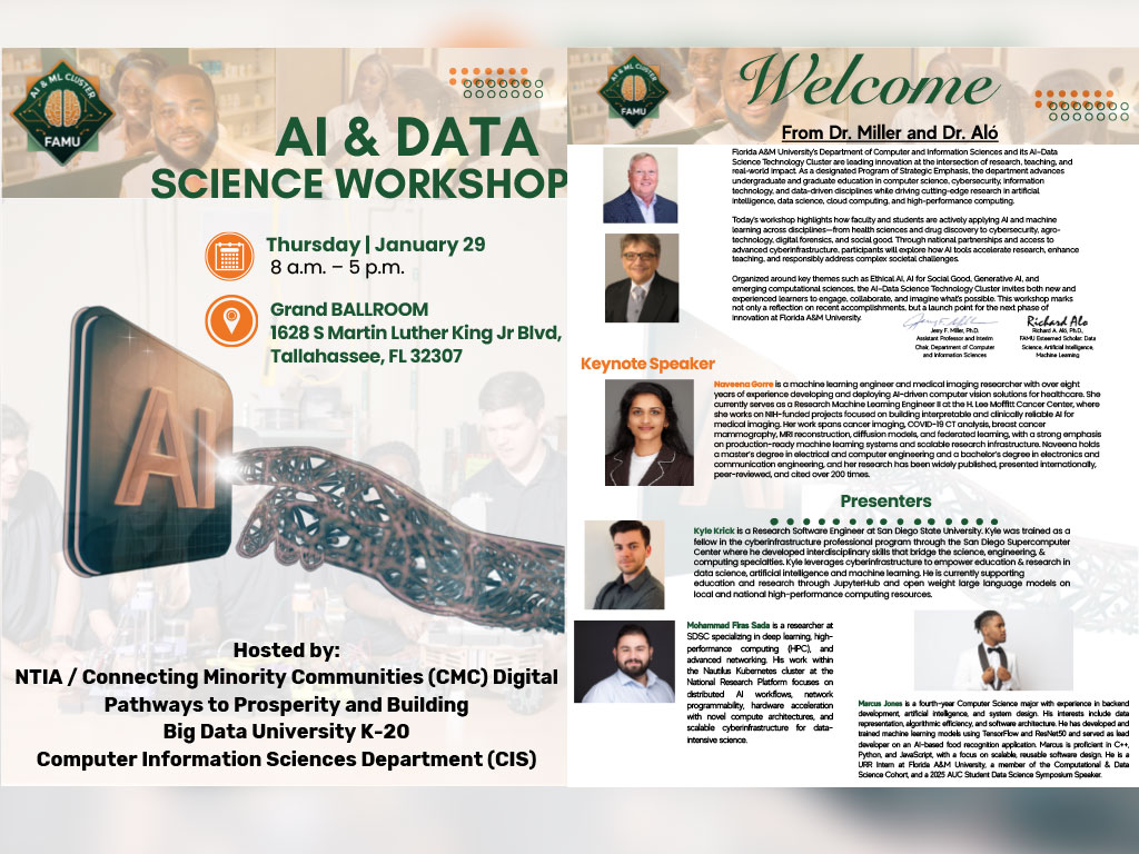 FAMU attendees participate in a full day of learning during the AI & Data Science Workshop hosted by the Department of Computer and Information Sciences.