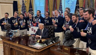 Most of Team USA was on hand Tuesday at the Oval Office, where players met Donald Trump