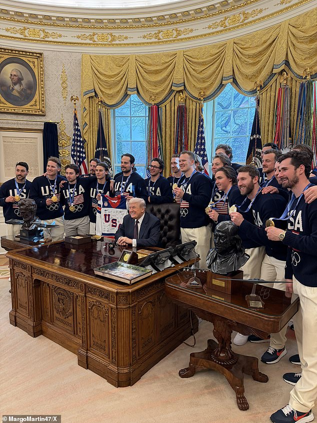 Most of Team USA was on hand Tuesday at the Oval Office, where players met Donald Trump