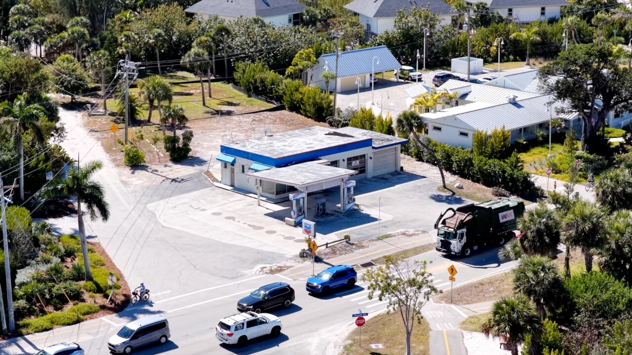 Aerial of the vacant Chevron on Sanibel