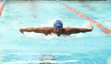 during the Gators' meet against the Seminoles on Friday, January 30, 2026 at Florida Aquatics Swimming and Training in Ocala, FL / UAA Communications photo by Audrey Djuricich