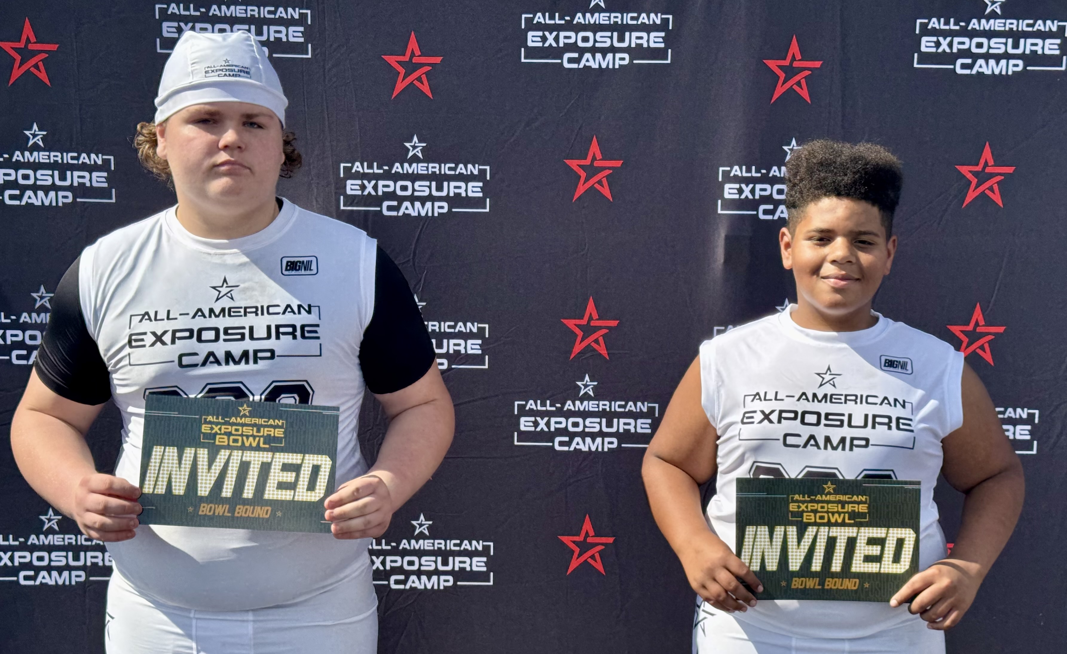 Top middle school offensive linemen Christopher Stepleton and Noah Rock...