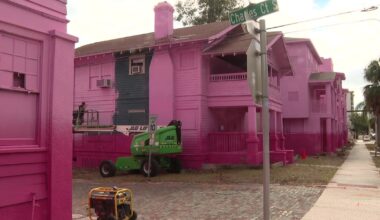 Historic St. Pete apartments painted pink for ‘last hurrah’ before luxury tower demolition