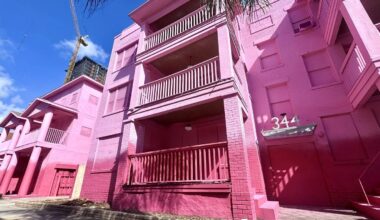 Downtown St. Pete apartments painted pink before demolition makes way for 29-story condo tower