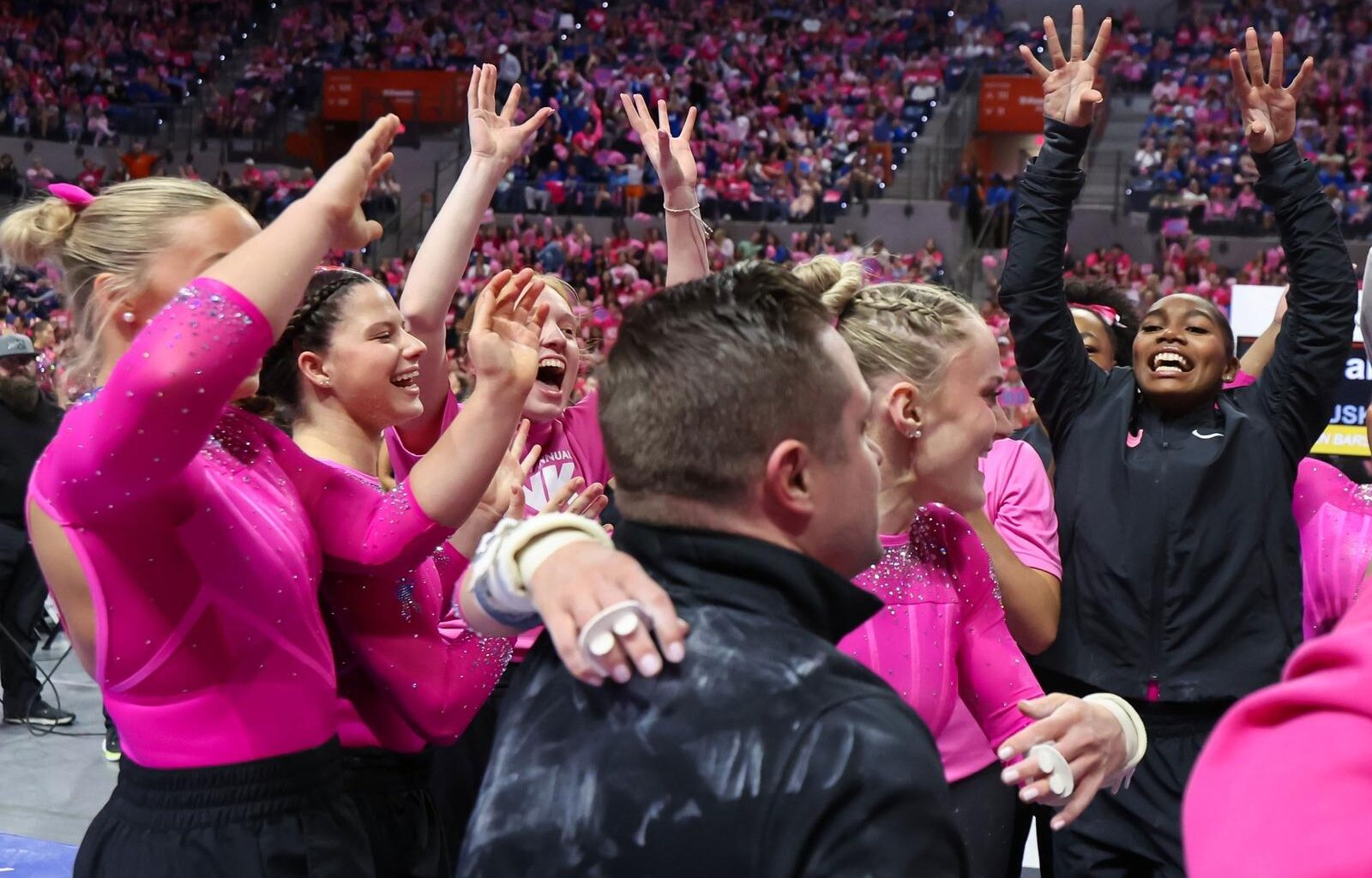 during the Gators' meet against the Sooners on Friday, February 13, 2026 at Exactech Arena at the Stephen C. O'Connell Center in Gainesville, FL / UAA Communications photo by Hannah White