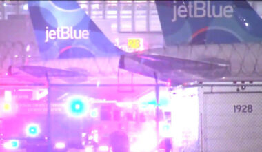Florida-bound JetBlue passengers use emergency slides after engine issue