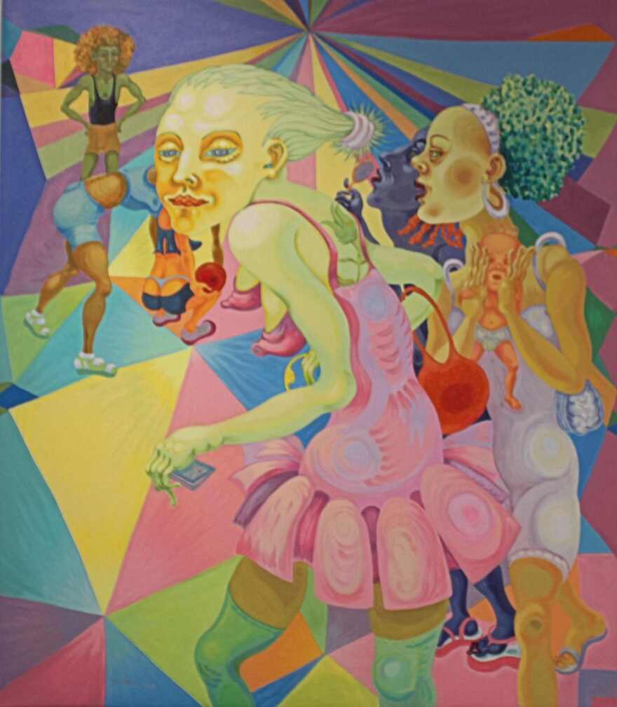 Ana Albertina Delgado painting in 'Cross Strands' solo show at the Alliance for the Arts.