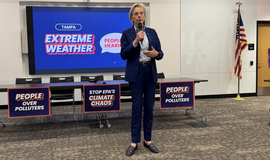 Tampa Mayor Jane Castor speaking at the Extreme Weather People's Hearing.