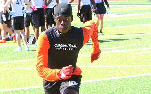 Defensive backs co-MVP Garrison Lubin, 2027, at the 2026 Orlando Under Armour Combine, Saturday, Feb. 22, 2026, at Bishop Moore Catholic High School. (Chris Hays/Orlando Sentinel)