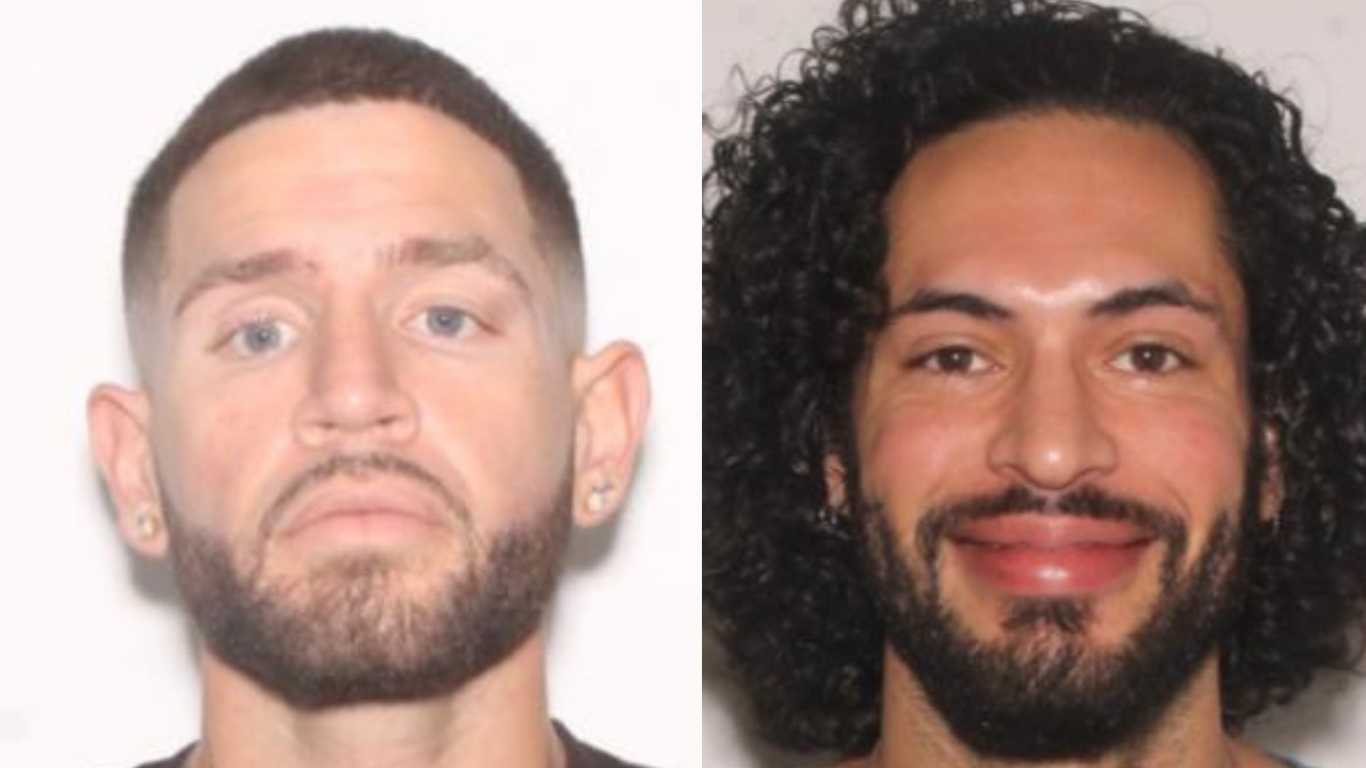 (L-R): Suspect Jean Gabriel Borja Gil De La Madr has been charged with the murder of Julien Emmanuel Cruz.