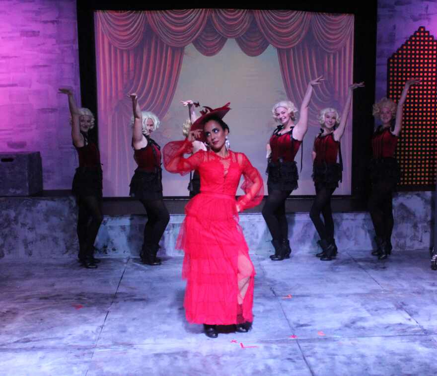 Emma Luke-Said as Medda Larkin leads her chorus girls in vaudeville song 'That's Rich.'