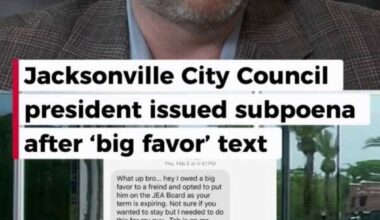 Jacksonville council president issued subpoena over controversial text mentioning ‘big favor’