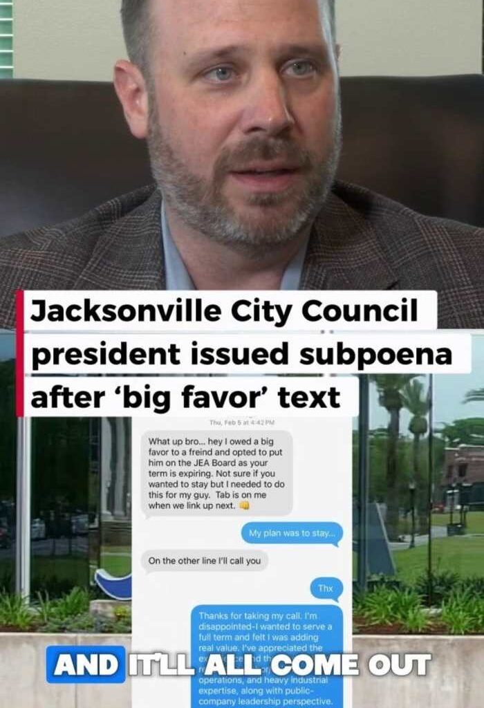 Jacksonville council president issued subpoena over controversial text mentioning ‘big favor’