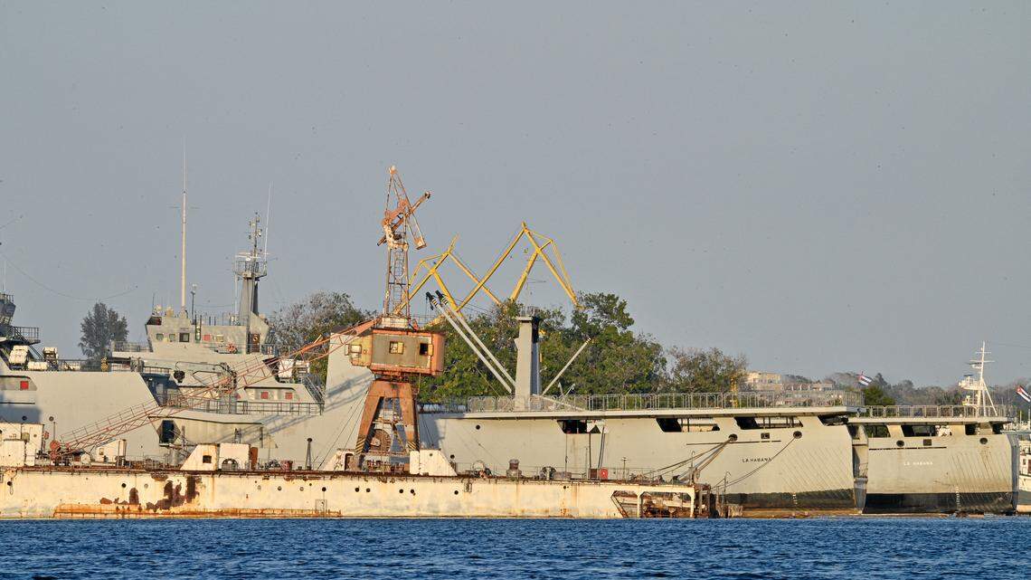 Cuban coast guard ships docked at the port of Havana on February 25, 2026. Cuba's coast guard said on February 25, 2026, it shot dead four people and wounded six others traveling in a US-registered speedboat during an exchange of fire near Cuba's shores that came amid heightened tensions with Washington. (Photo by Adalberto ROQUE / AFP via Getty Images)