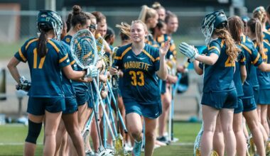 The Marquette University Women's Lacrosse team took on #4 Northwestern on Friday, Feb. 20, 2026 at Ryan Fieldhouse in Evanston, IL. Photo by Manuel Serrano/MarquetteAthletics.