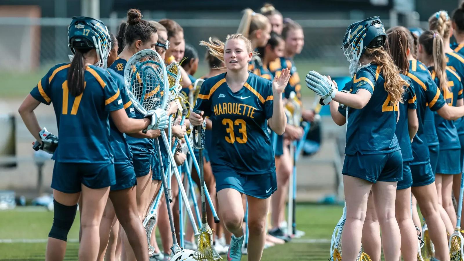The Marquette University Women's Lacrosse team took on #4 Northwestern on Friday, Feb. 20, 2026 at Ryan Fieldhouse in Evanston, IL. Photo by Manuel Serrano/MarquetteAthletics.