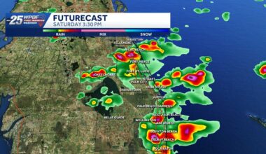 Cold front with scattered showers and storms in South Florida