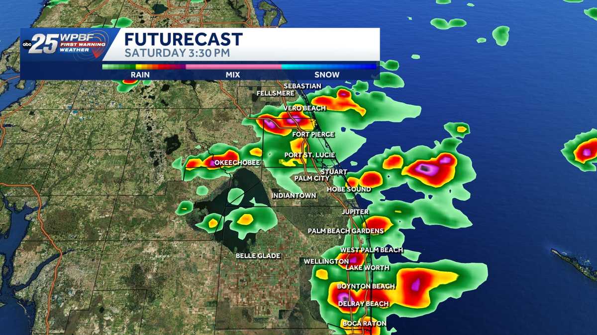 Cold front with scattered showers and storms in South Florida