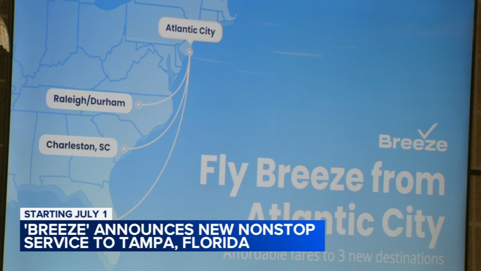 Breeze Airways Announces New Nonstop Service from Atlantic City to Tampa