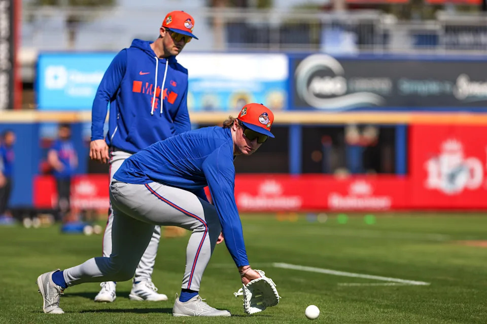New York Mets infielder Ryan Clifford (87) works during spring training on Feb. 13, 2026, at Clover Park.