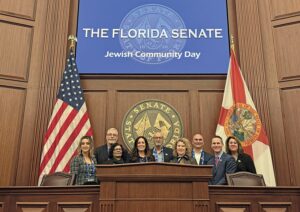 Members of Tampa’s and Gulf Coast’s delegations in the Senate chamber (L-R): Jennifer Feld, Eric Pastman, Chandaye Pastman, Emily Eisenberg, Steven Schwersky, Carolyn Fink, Stuart Berger, Joe Probasco and Pamela Garron.