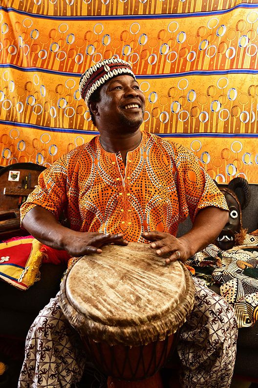 Sidiki Conde, drummer, dancer, and singer from Guinea, West Africa.