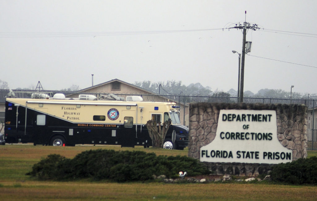 A sign that says Department of Corrections Florida State Prison is seen outside the facility where Juan Carlos Chavez was ...