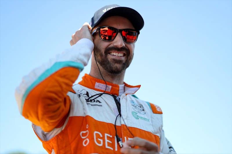 James Hinchcliffe with sunglasses, smiling