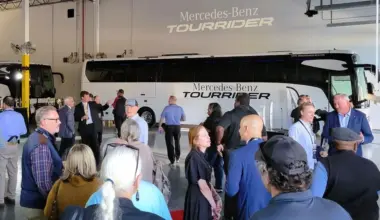 A Daimler Tourrider bus at the new Jacksonville company headquarters.