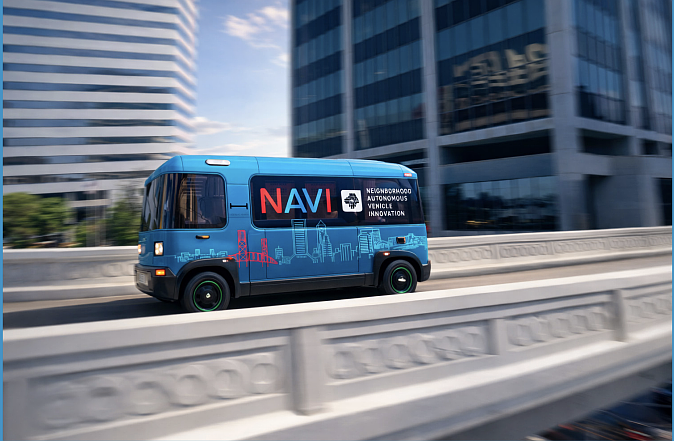 A rendering of a NAVI vehicle on the Skyway, coverted for use as part of the U2C.
