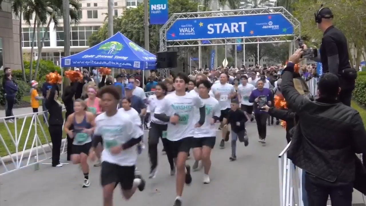 Walk for Wishes marathon brings over 1,000 to NSU campus, more than $3K raised for local families - WSVN 7News | Miami News, Weather, Sports