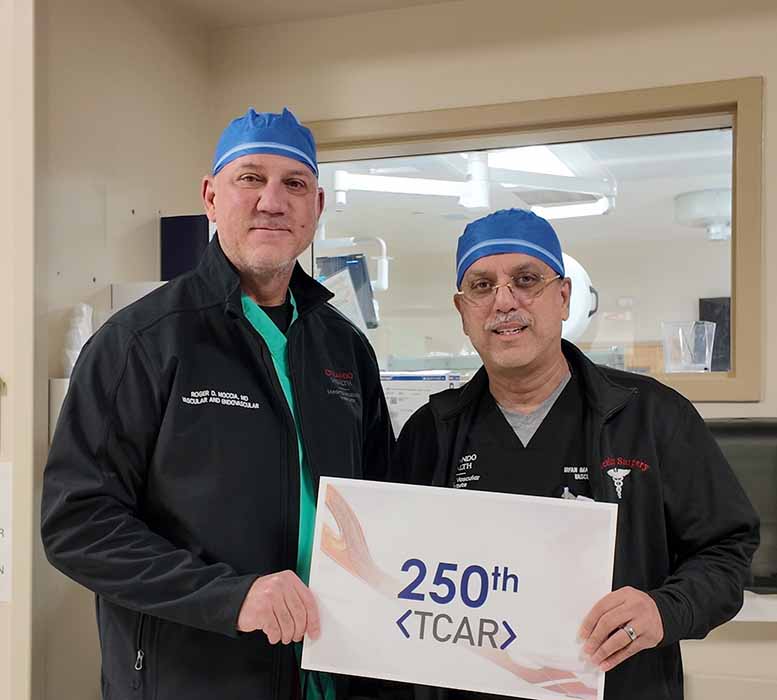 Drs. Roger Moccia and Irfan Imami Complete 250th TCAR Procedure at Orlando Health South Lake Hospital