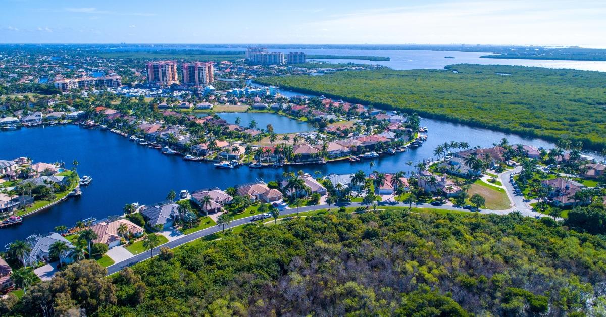 cape coral bay aerial view
