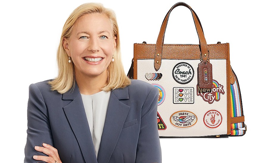 Joanne Crevoiserat, CEO of Coach, leads the handbag brand as its parent company, Tapestry Inc., sees a rise in its stock price.