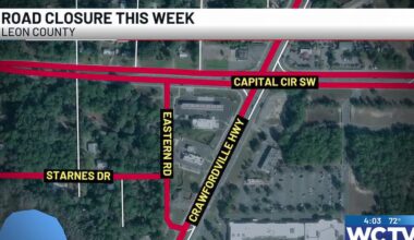 Eastern Road in Tallahassee to temporarily close for two days, starting Wednesday