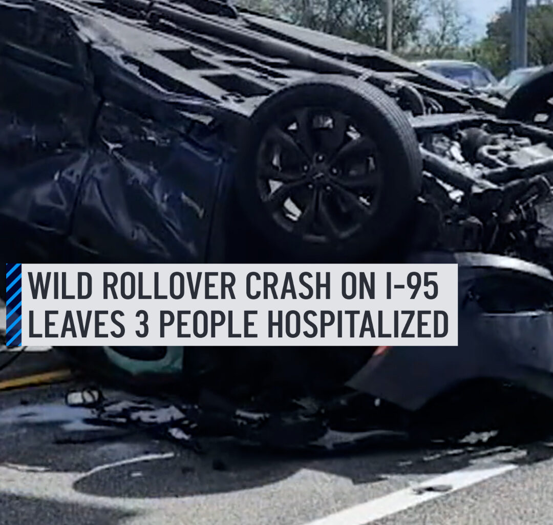 The southbound lanes of I-95 in Fort Lauderdale were blocked after a rollover crash sent three people to the hospital, fire rescue said. At the scene, a black vehicle was flipped upside down, and at a silver car and a black car were also mangled in the crash. More details: http://on.nbc6.com/UnW4A3X #crash #florida #i95 #flip