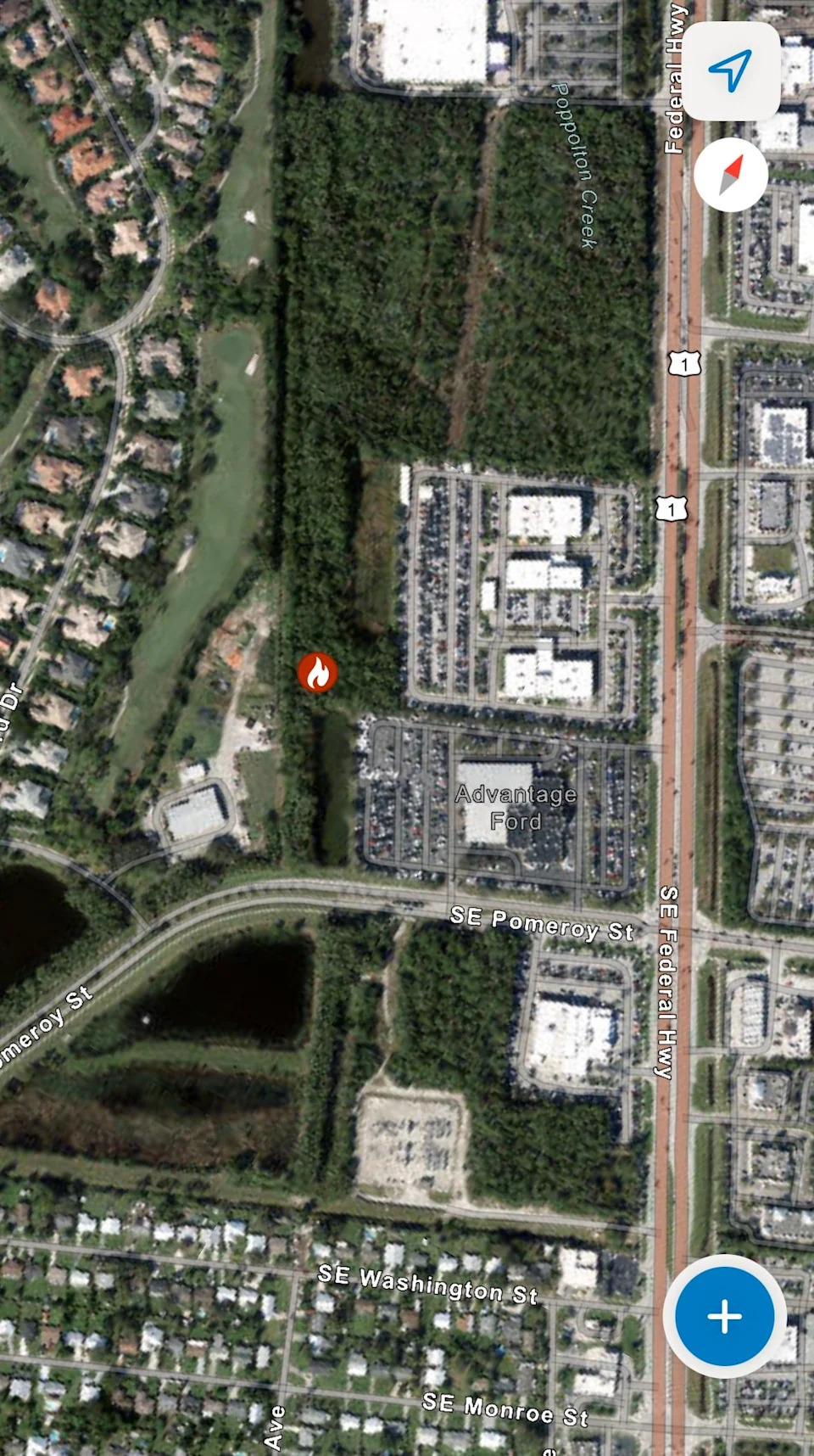 A half-acre brush fire was reported Feb. 26, 2026, at U.S. 1 and Southeast Pomeroy Street in Stuart.